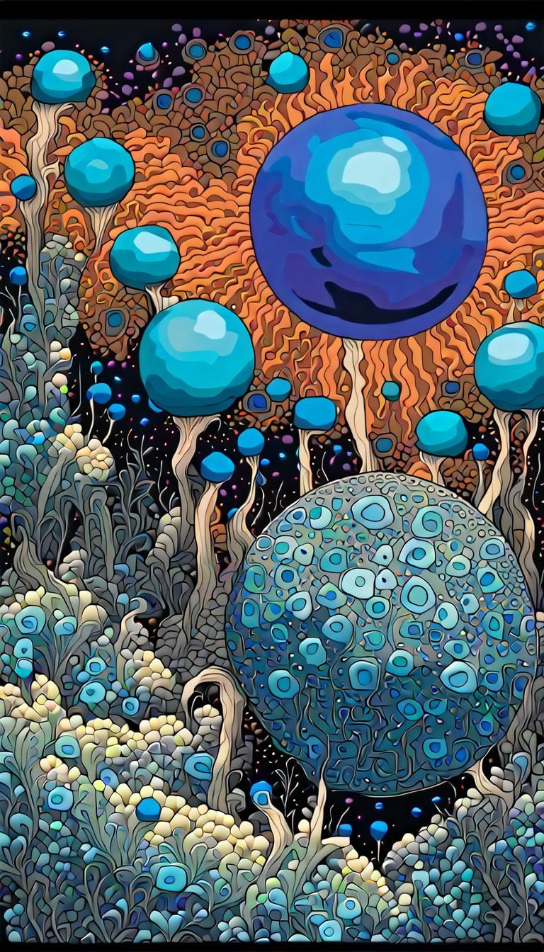 Neon Bioluminescent Sphere in Psychedelic Style