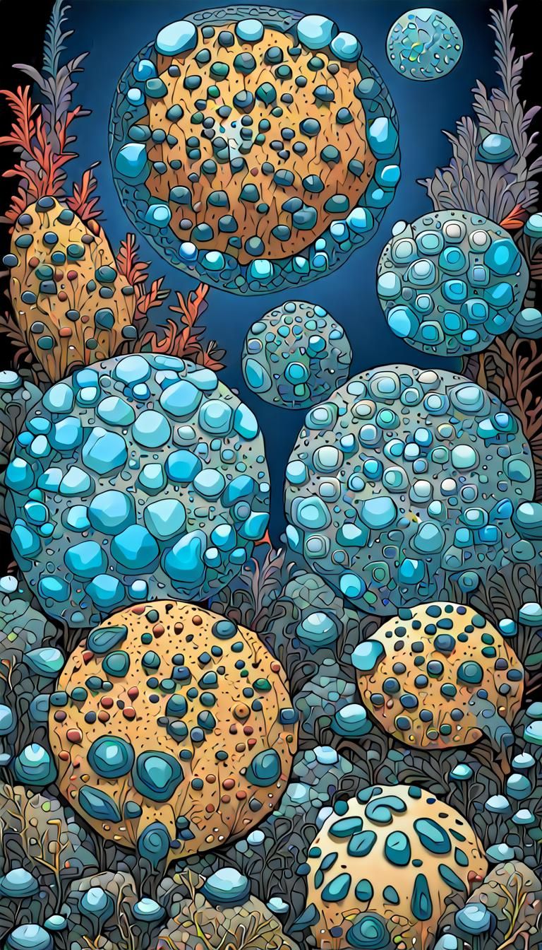 Electric Bioluminescent Organisms in Psychedelic 3D Illustra...