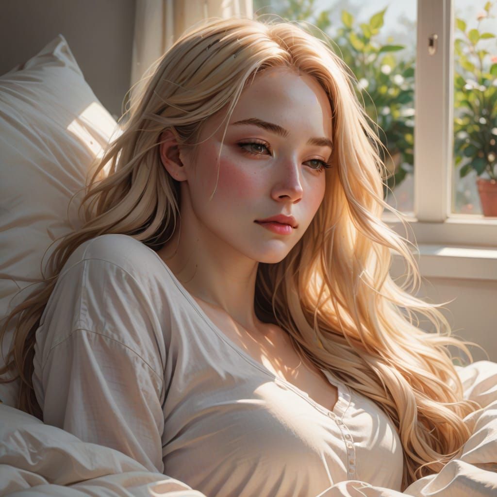 Ethereal Morning Slumber in Anime Style