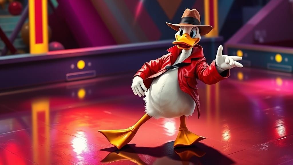 Duck Moonwalking in a Comic Art Style