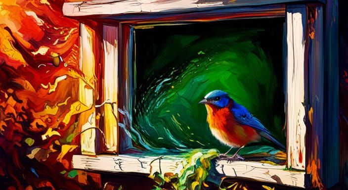 Hyperrealistic Bird Nest on Old Window