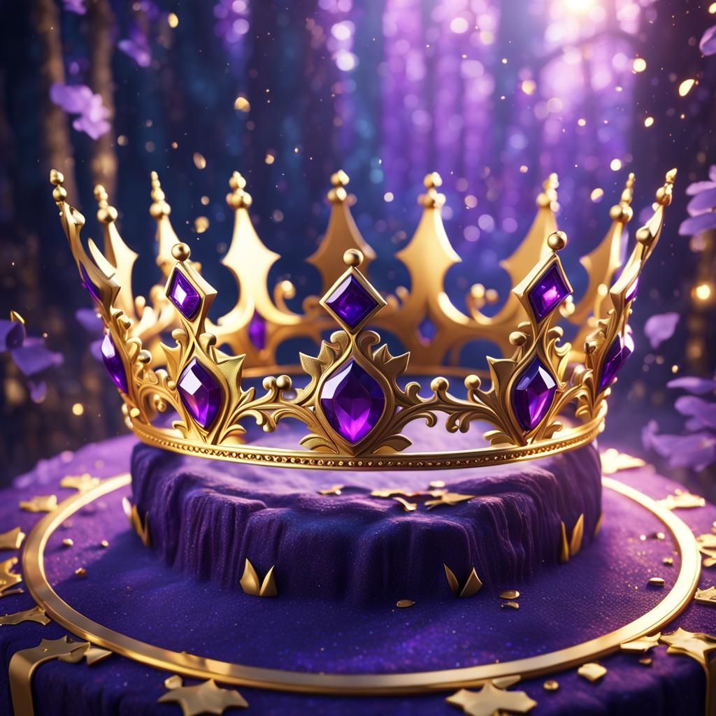 Sparkling Gold and Purple Crown in Fantasy Art