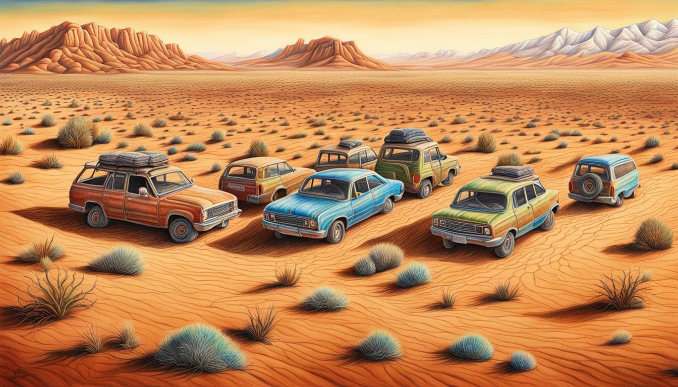 Lost in the Desert: A Detailed Chalk Drawing