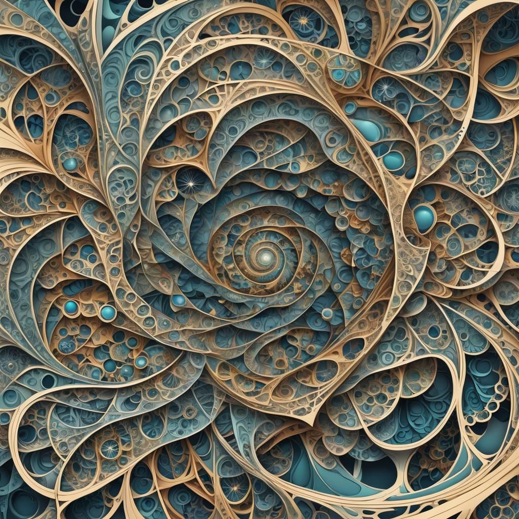 Interconnected Abstract Fractal Network with 3D Shading