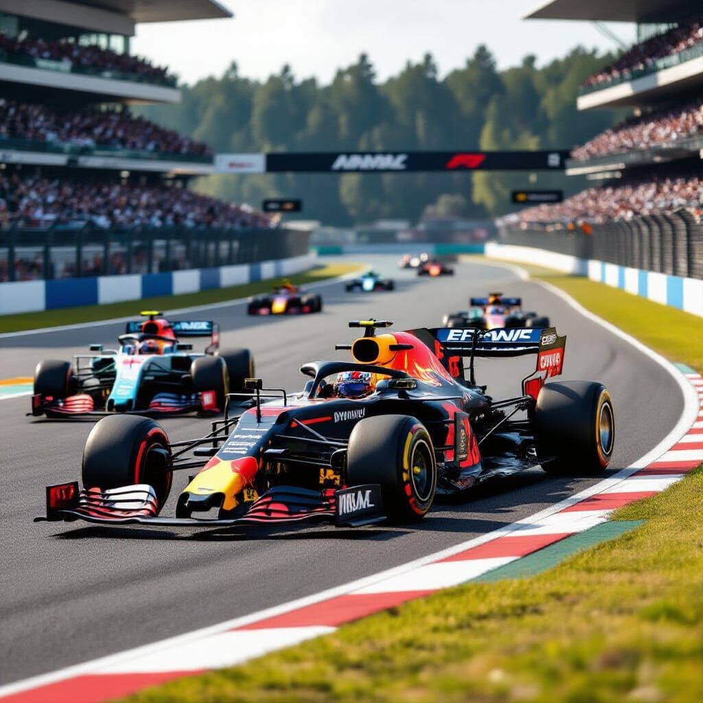 Red Bull F1 Car Races on Track: Professional Photo