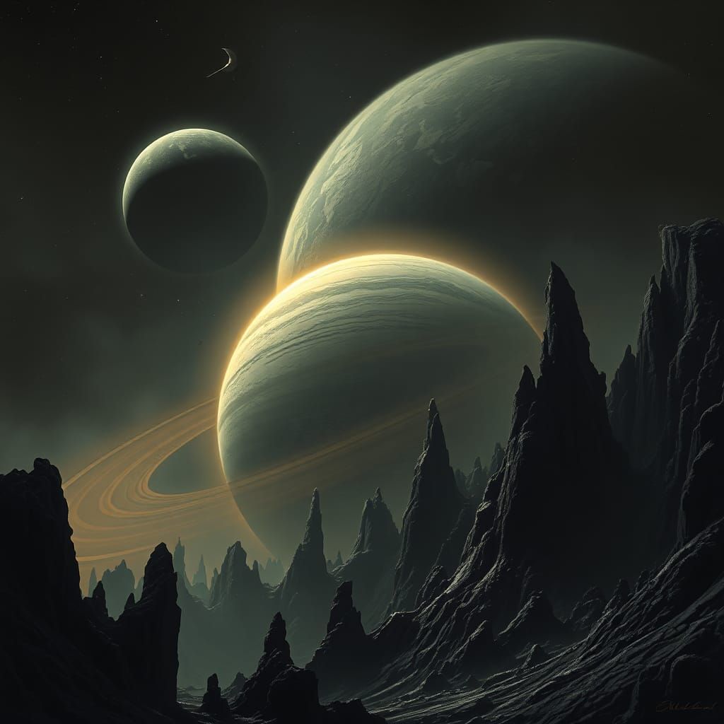 Ominous Solar System in a Surreal Style