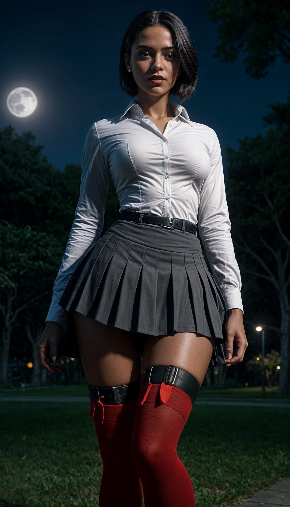 Dominican Supermodel Poses in Moonlit Park