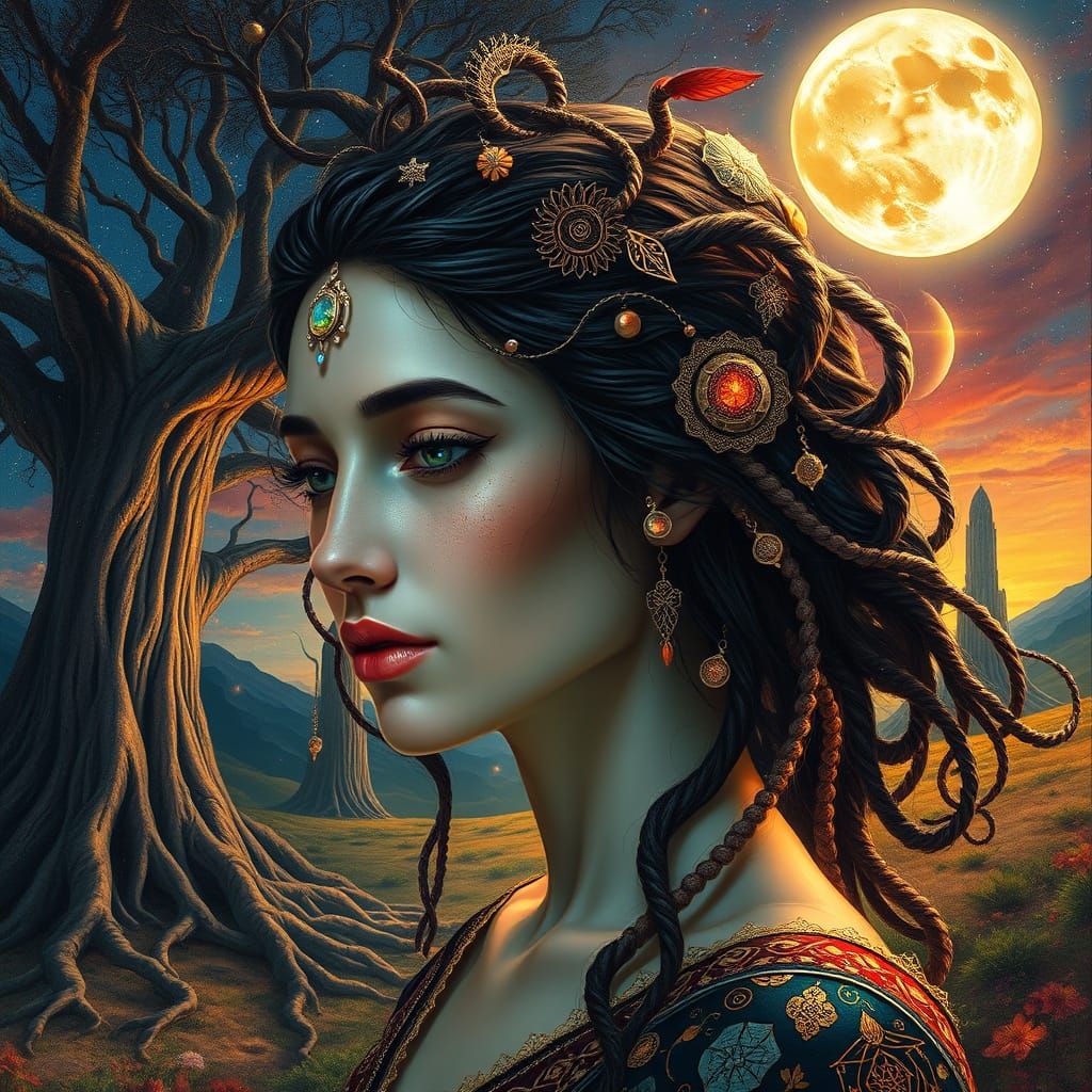 Mystical Dreamlike Portrait in Hyperrealistic Style