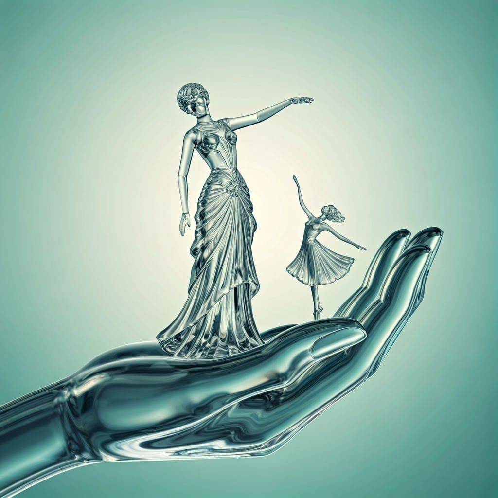 Ethereal Art Deco Glass Figurine in a Dreamy Haze