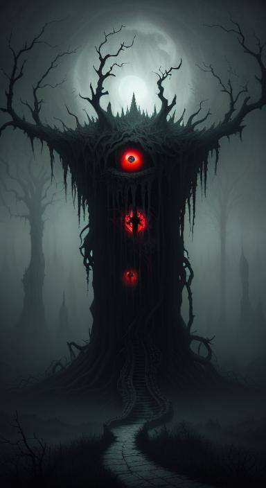 Eldritch Eyeball Plant in Surreal Horror Style