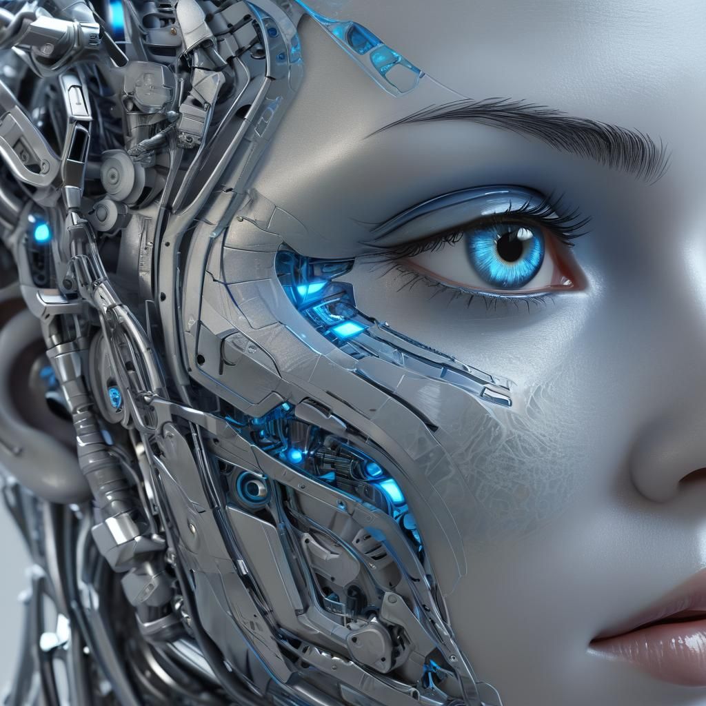 Sleek Biomechanical Humanoid with Glowing Accents