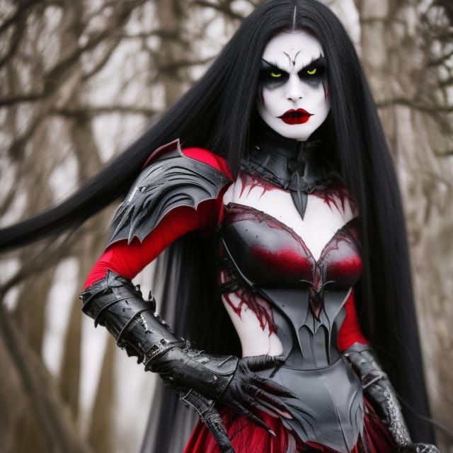 Sinister Vampire Woman with Bat Wings in Art Deco