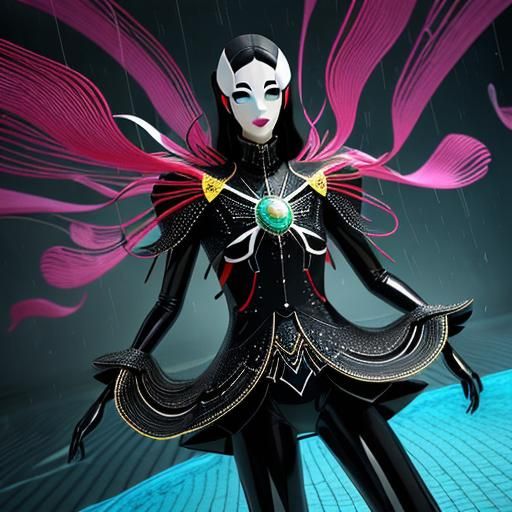 Psychedelic Words Flowing into a Cup: Surreal CGI Art