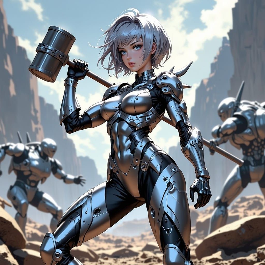 Titanium Warrior Unleashes Metallic Might on Battlefield