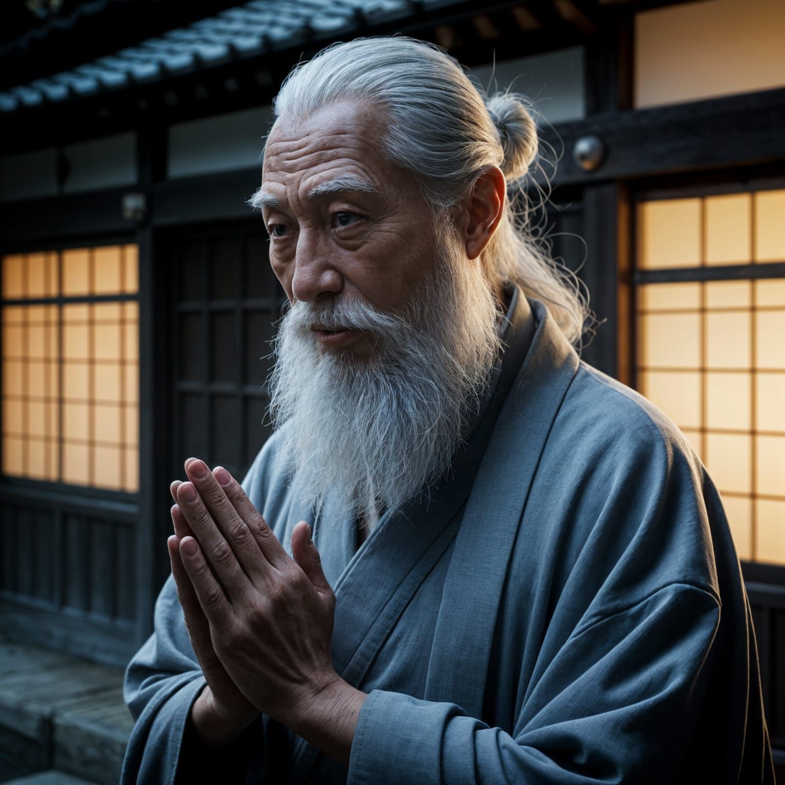 Ancient Tokyo Sage in Mystic Pose