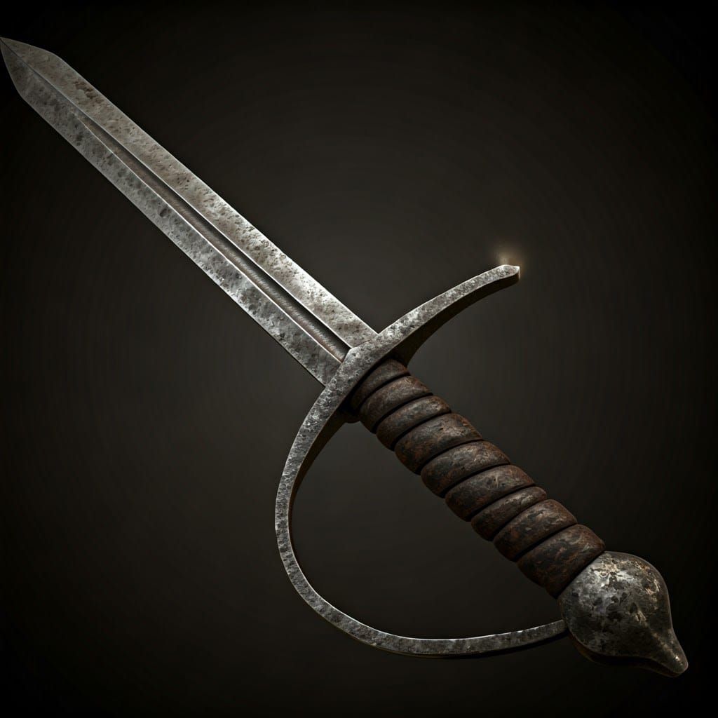 Ancient Steel Short Sword in Warm, Amber Patina