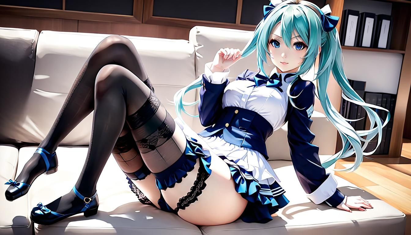 Anime Girl in Stockings: Manga-Style Illustration
