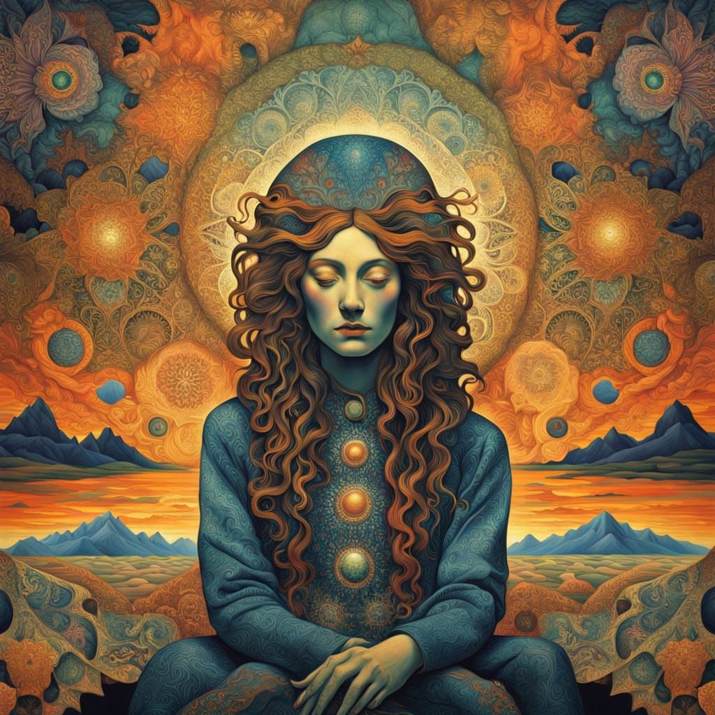 Surreal Bio Art Sculpture with Whimsical Figurine and Glowin...