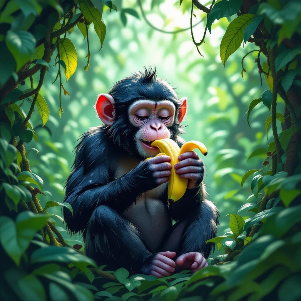 Mystical Monkey in a Jungle Landscape