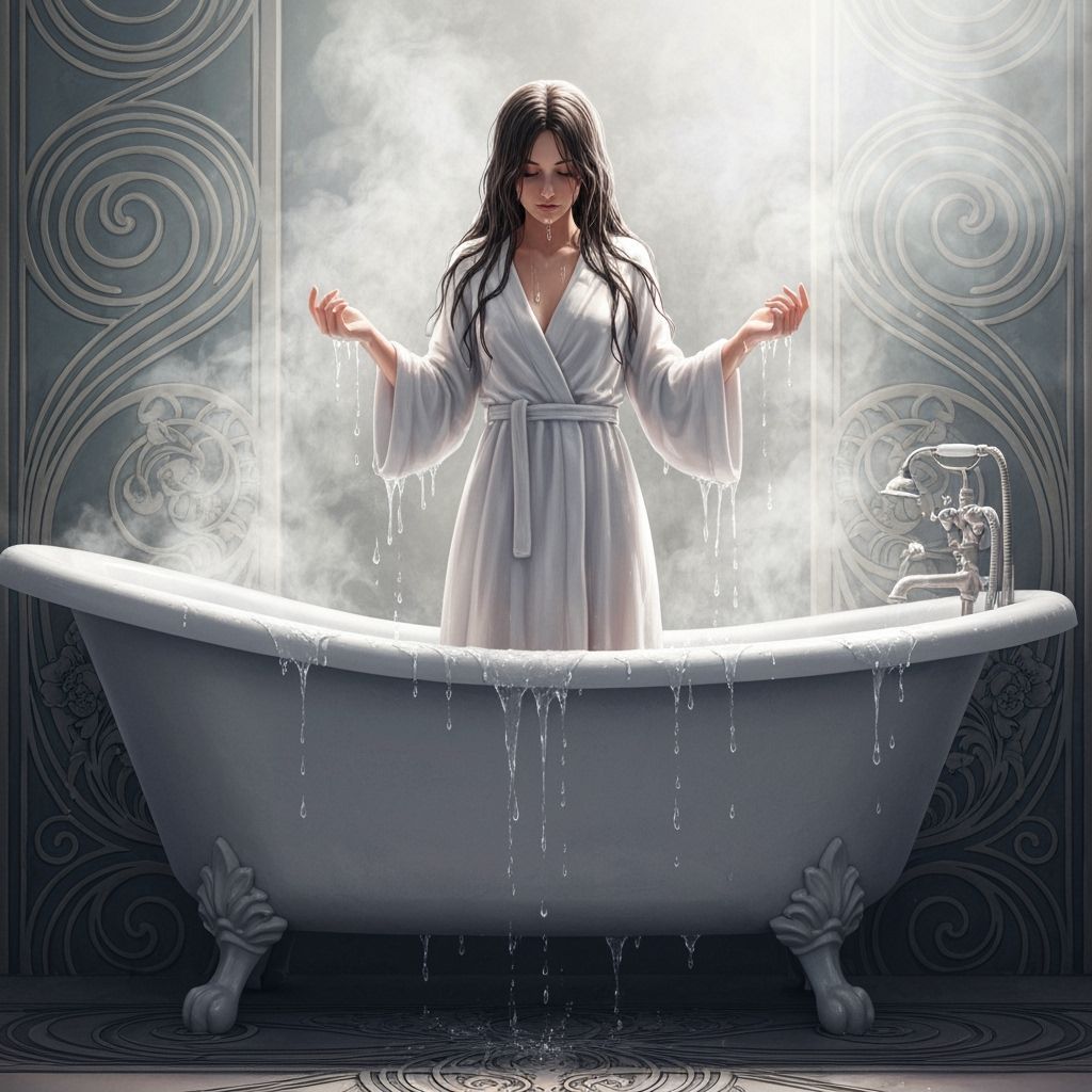 Ethereal Girl in Bathtub: Art Nouveau Style
