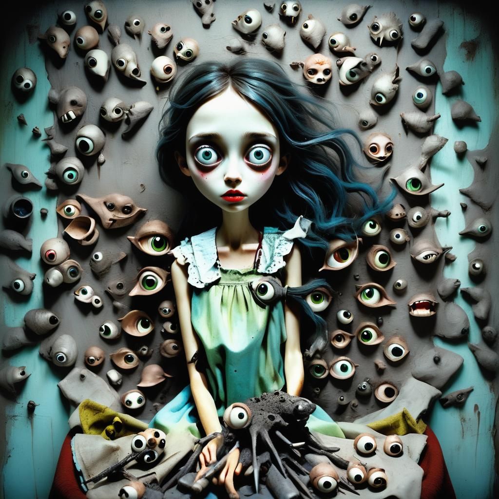 Surreal Claymation Figure Doing Chores