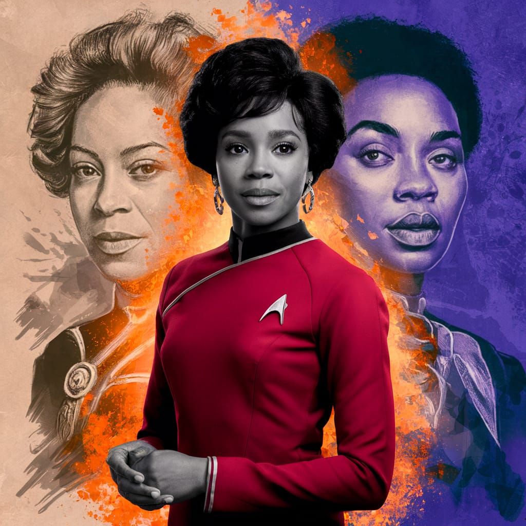 Uhura Inspired Star Trek Portrait in Mixed Media Style
