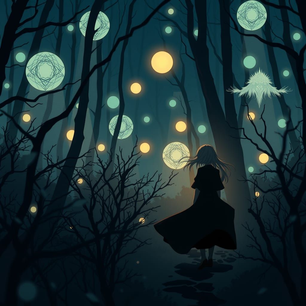 Ethereal Forest Scene in Anime Style