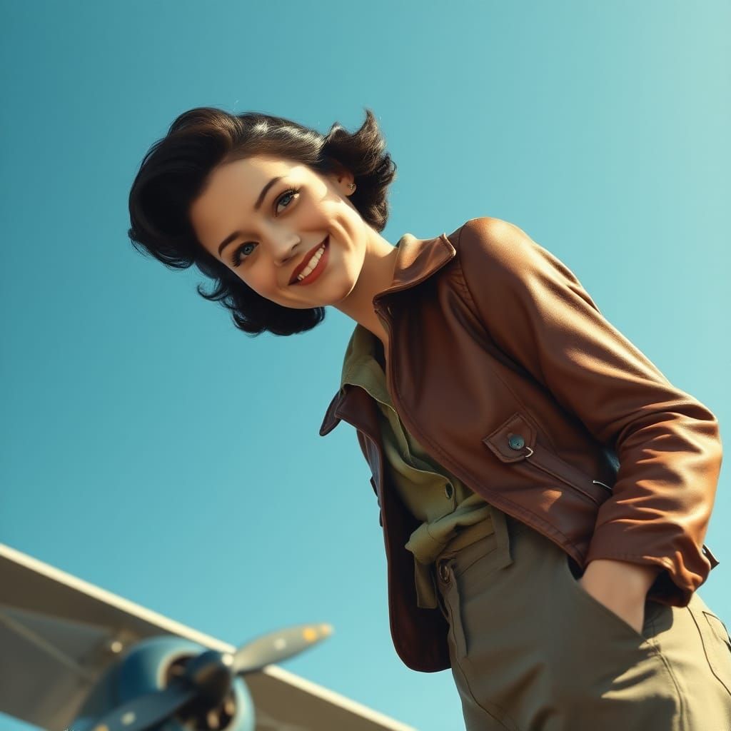 1930s Aviatrix Impressionistic Oil Portrait