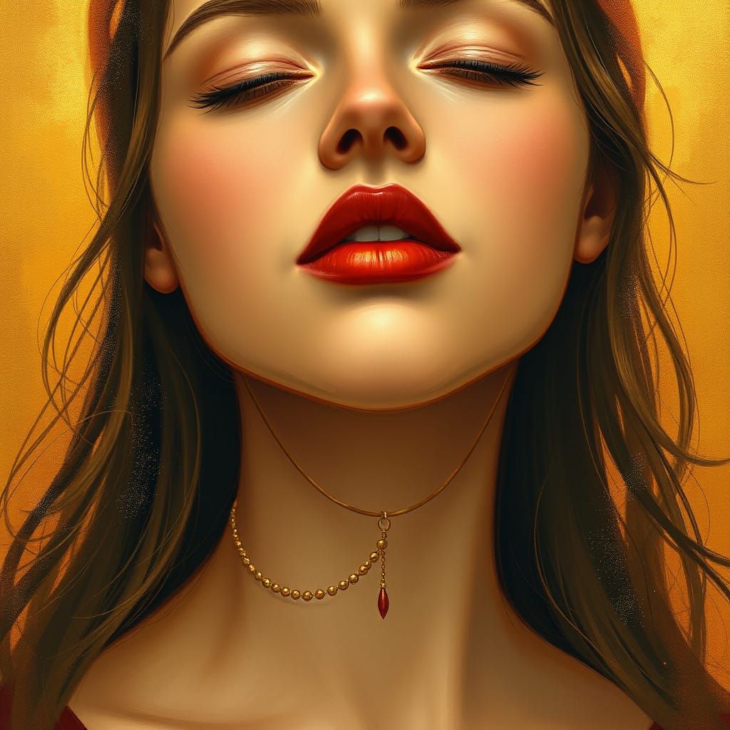 A Woman's Gentle Smile, Symbolizing Mercy and Grace in Golde...