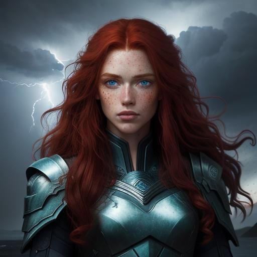 Redhead Model in Storm, Digital Matte Painting