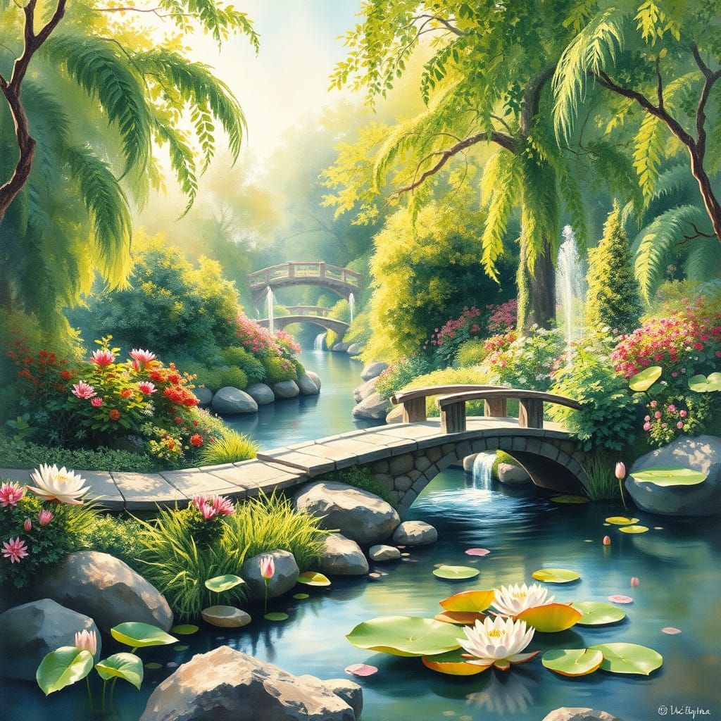 Ethereal Paradise in Gouache Style