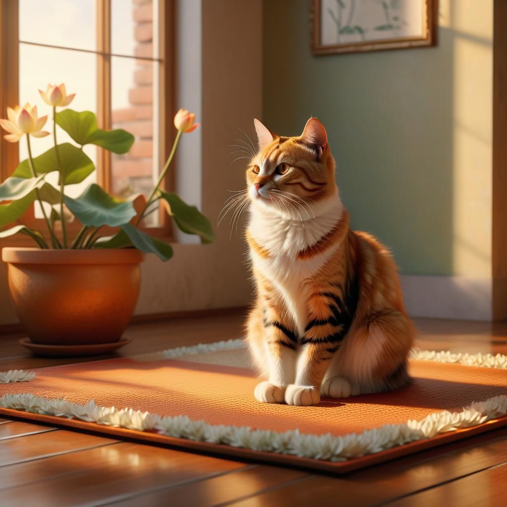 Serene Feline in Golden Hour Light