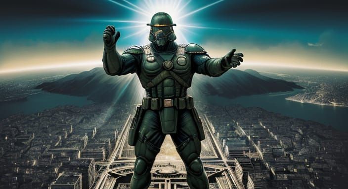 Godzilla in Military Uniform Dominates Athens Cityscape in V...