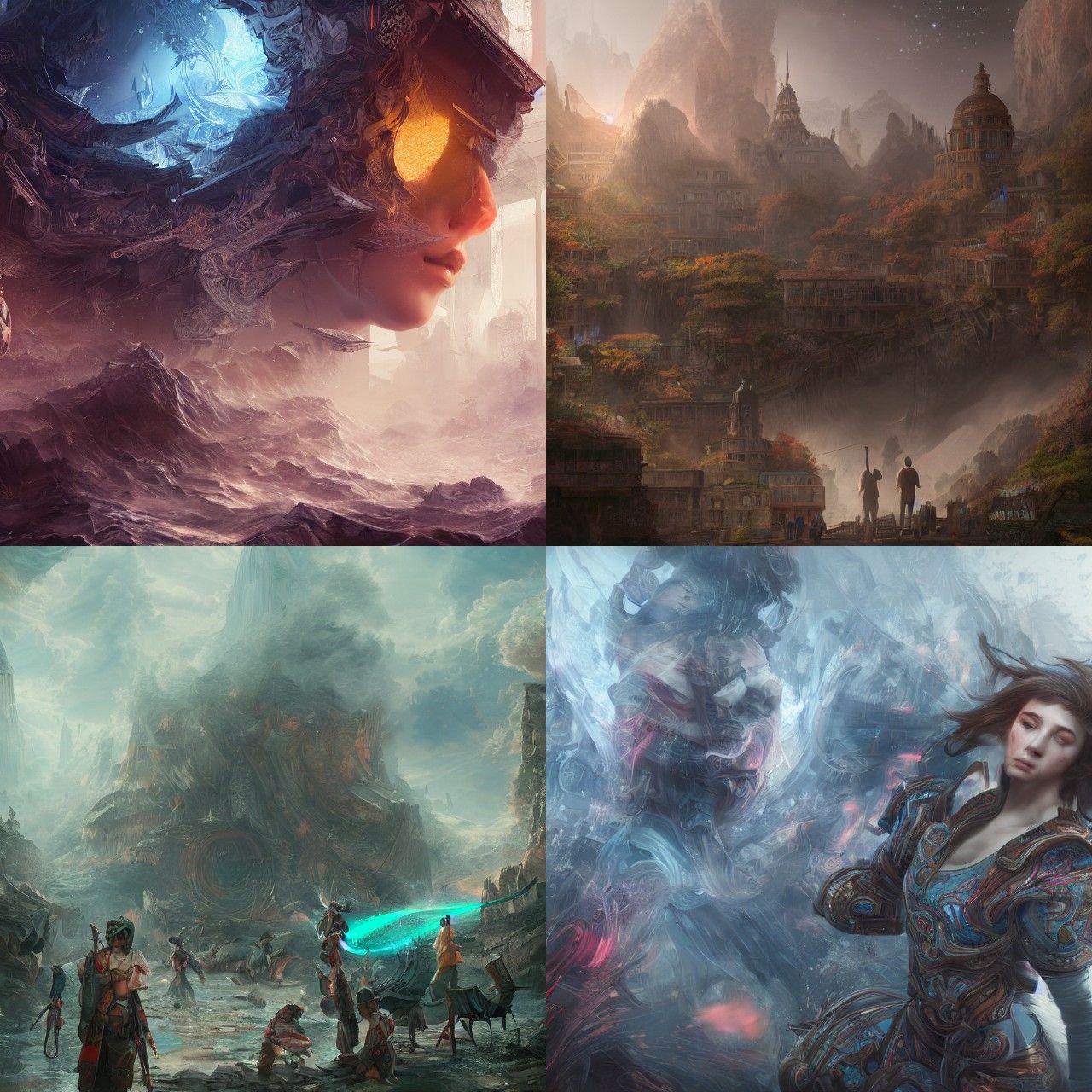 Ethereal Men and Women: Hyperdetailed Digital Illustration