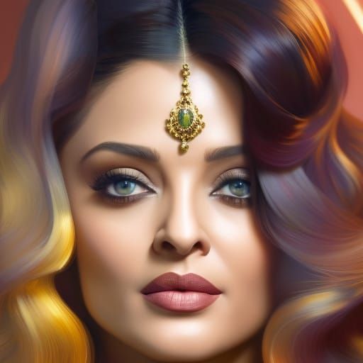 Aishwarya Rai Portrait in Hyperdetailed Art Nouveau Style
