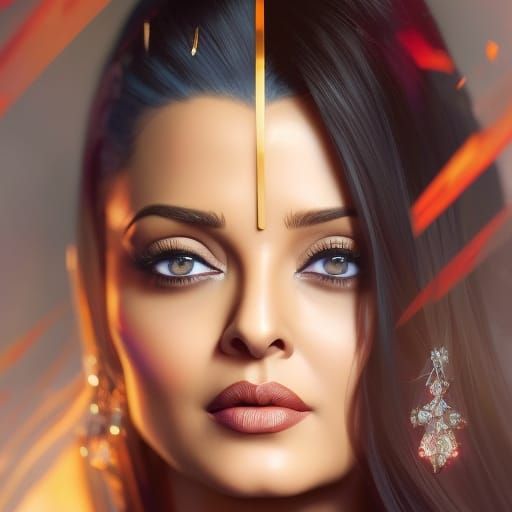 Aishwarya Rai Portrait in Art Nouveau Style