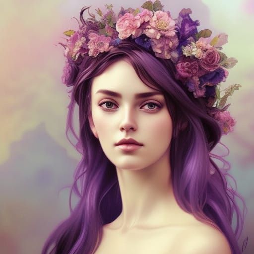 Renaissance-Style Woman with Cello and Flower Crown