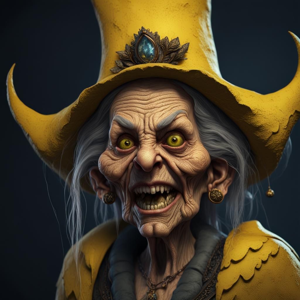 Scary Old Witch with Warts, Detailed Matte Painting