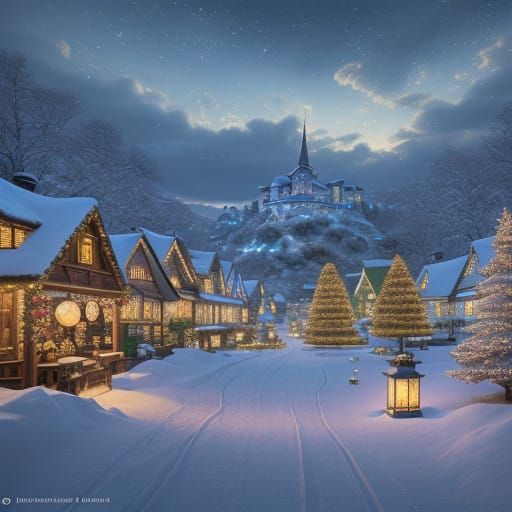 Whimsical Christmas Wonderland in Vibrant Color