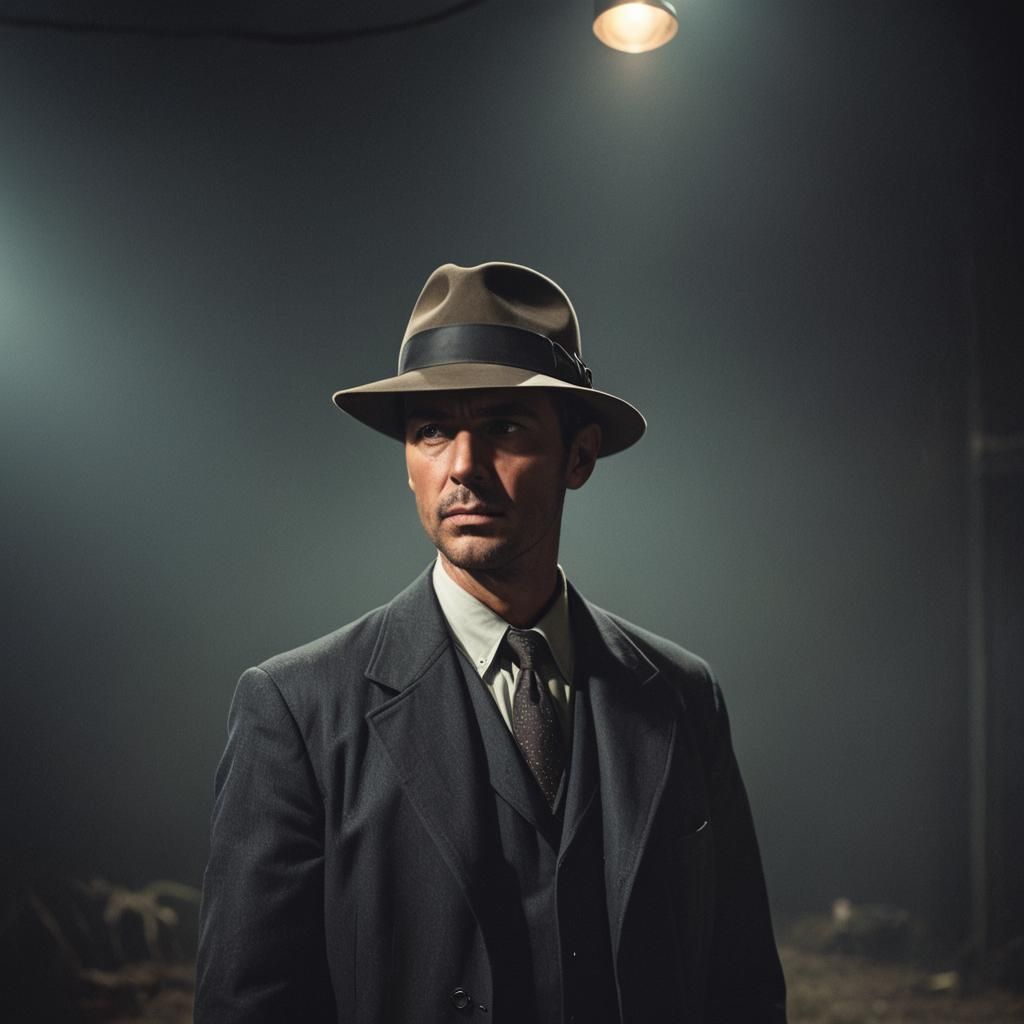 Dark Detective in a Cinematic Film Still