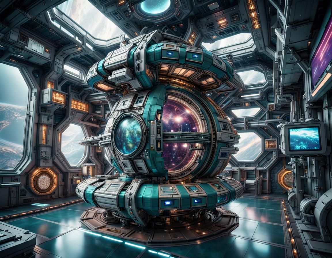 Futuristic Space Station in Jewel Tones, Hyperrealistic