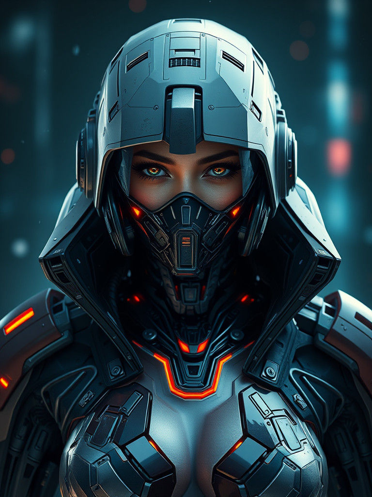 Futuristic Cyborg Portrait in Hyper-Realistic Style
