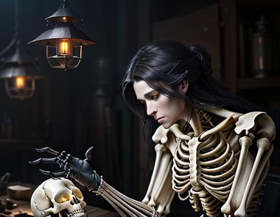 Furry Skeleton Bone Repair: Dark Fantasy Concept Art