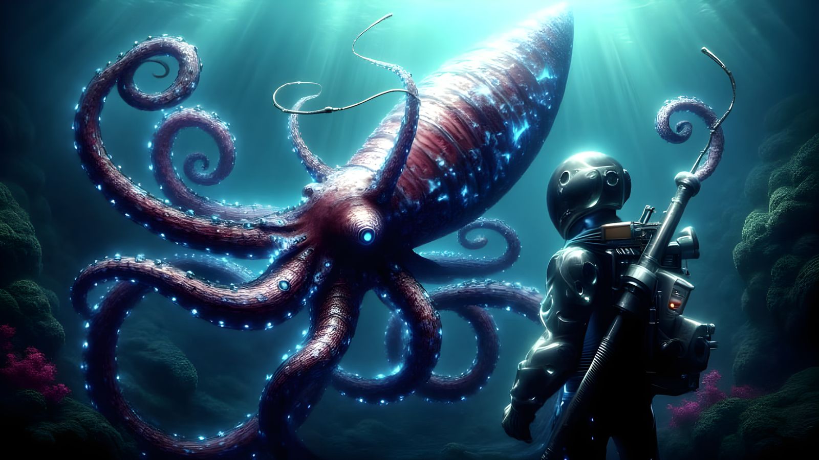 Epic Cyberpunk Sea Battle Panorama