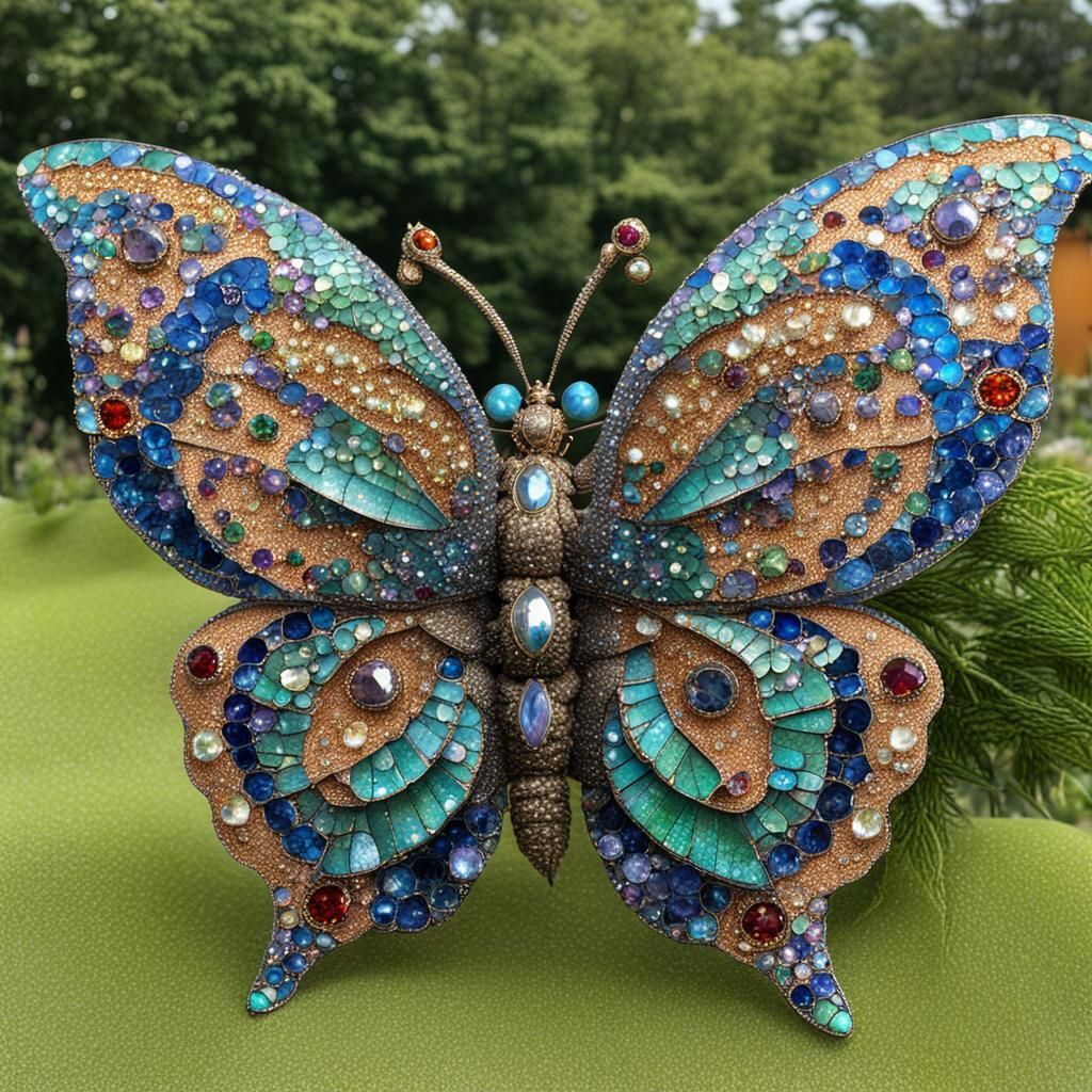 Giant Butterfly with Jewel-Encrusted Wings