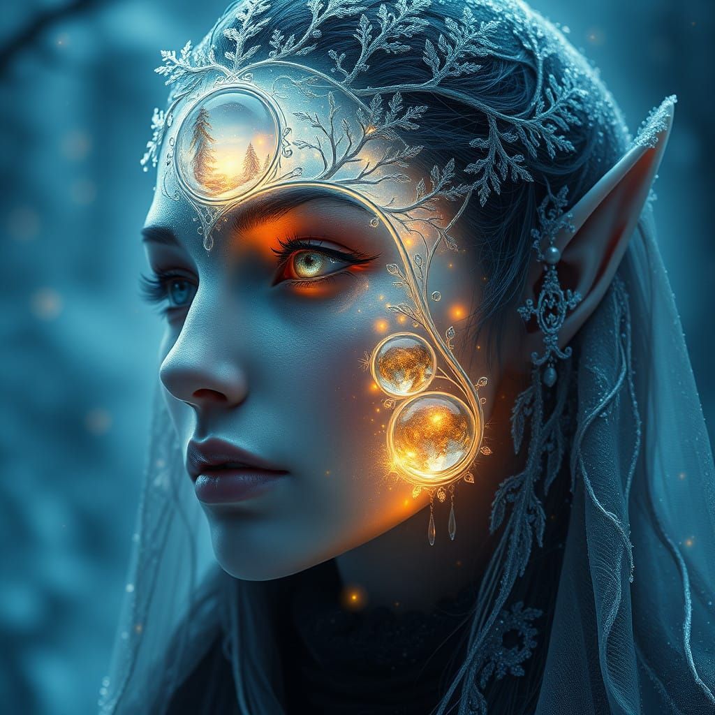 Ethereal Winter Queen in Icy Filigree