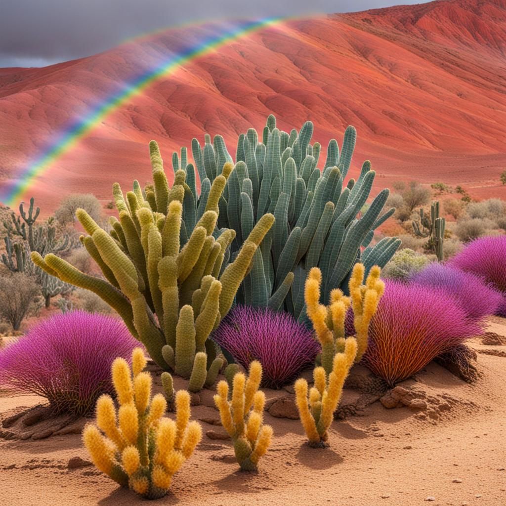 Rainbow Plants in Desert Landscape
