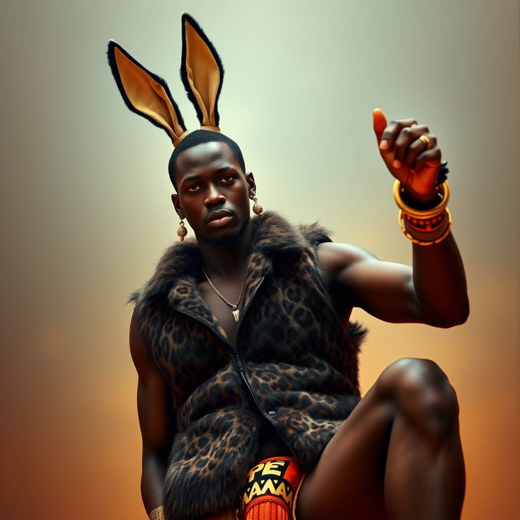 Dominant Male Figure in Afrofuturist Attire
