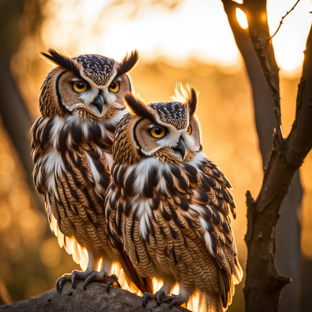 Detailed Owl Portrait at Golden Hour