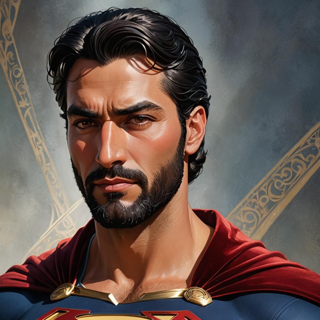 Handsome Superman Portrait in Art Nouveau Style